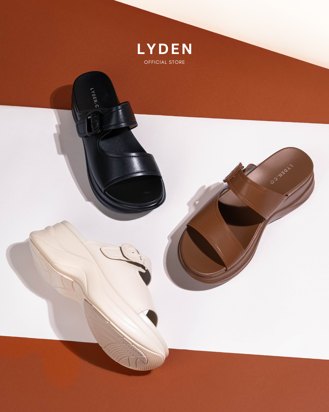 【NEW】Lyden Ella Wedges Series 6cm Platform Sandals - Pink//Brown//Classic Black