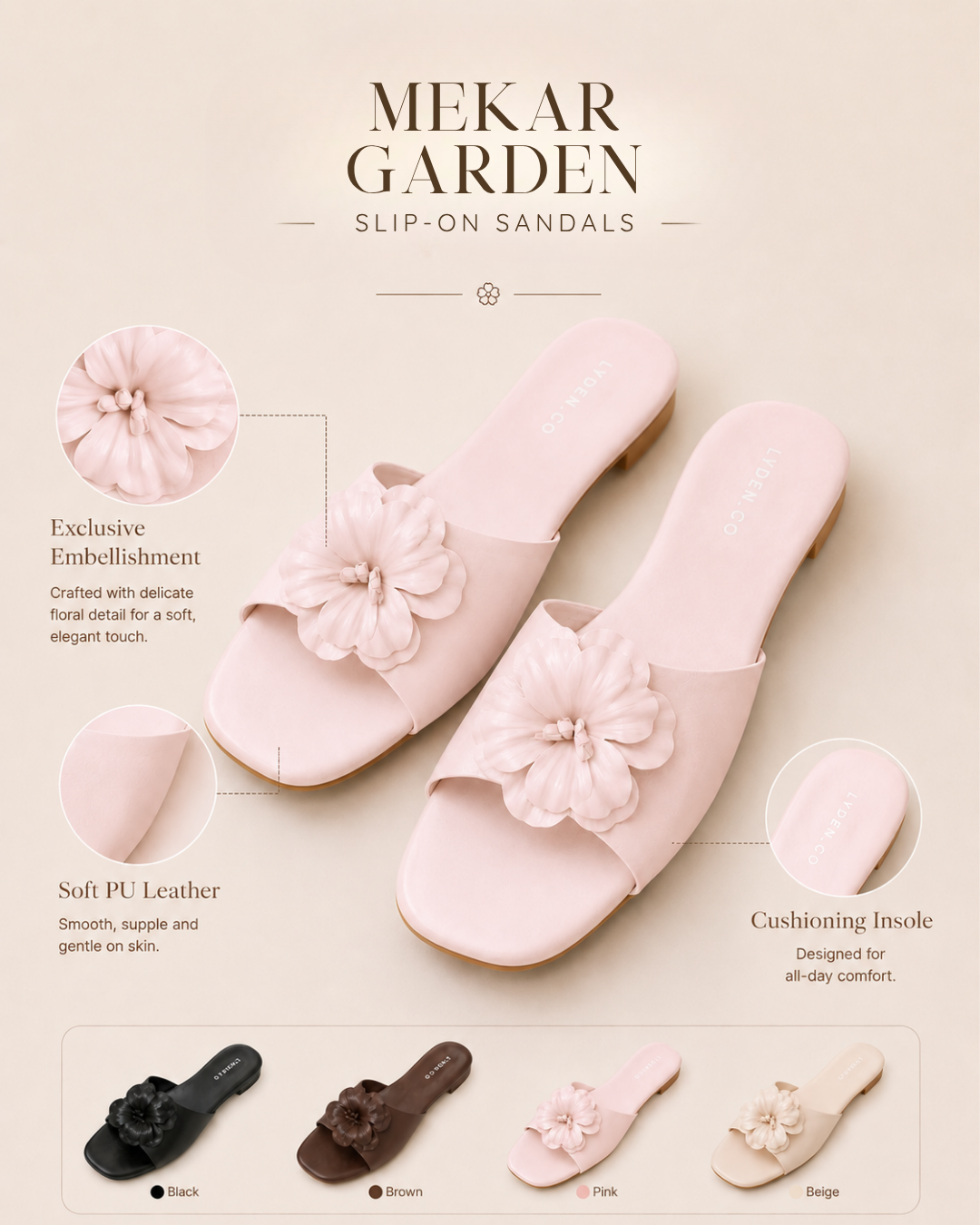 【Mekar Garden】Slip-On Sandals