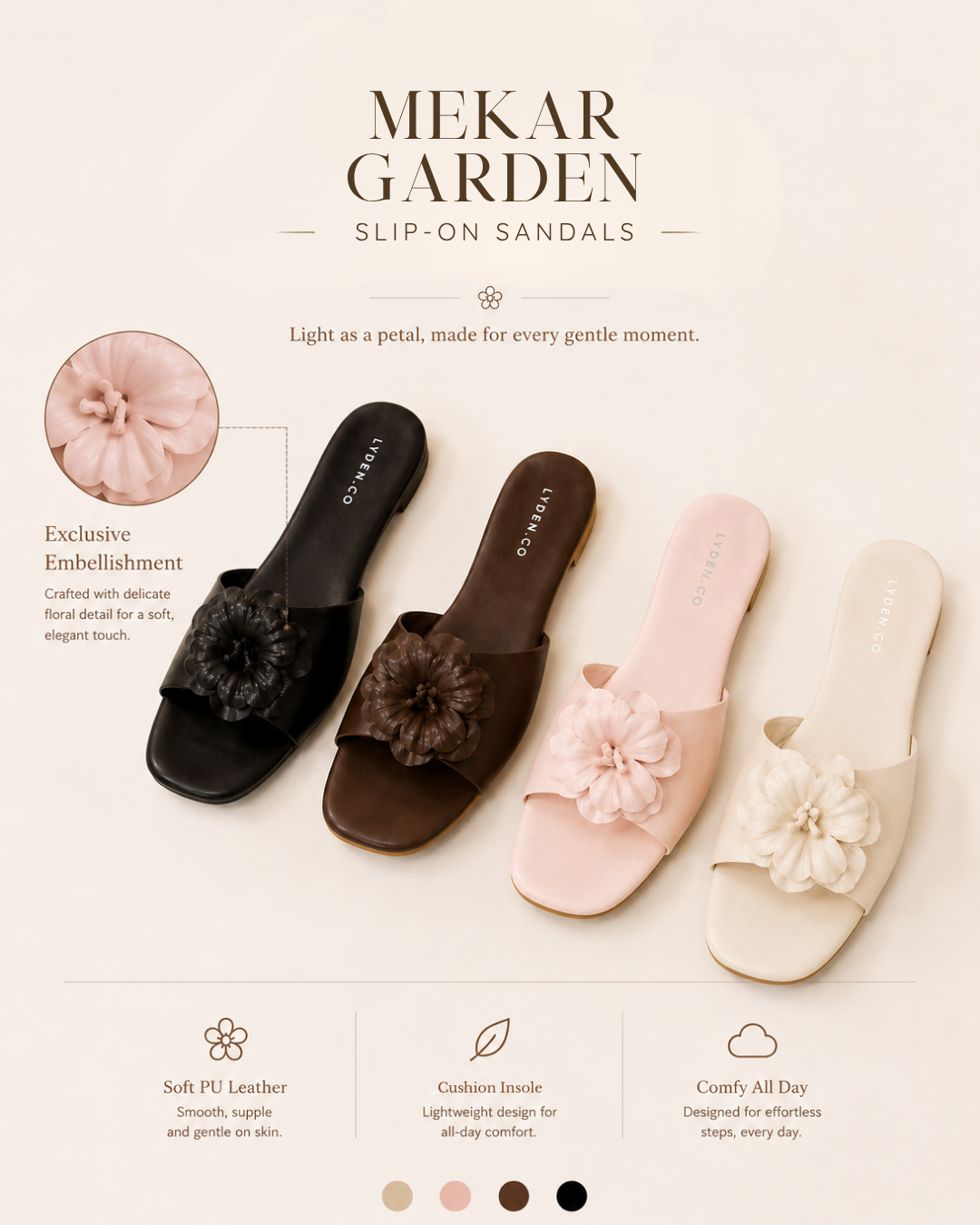 【Mekar Garden】Slip-On Sandals
