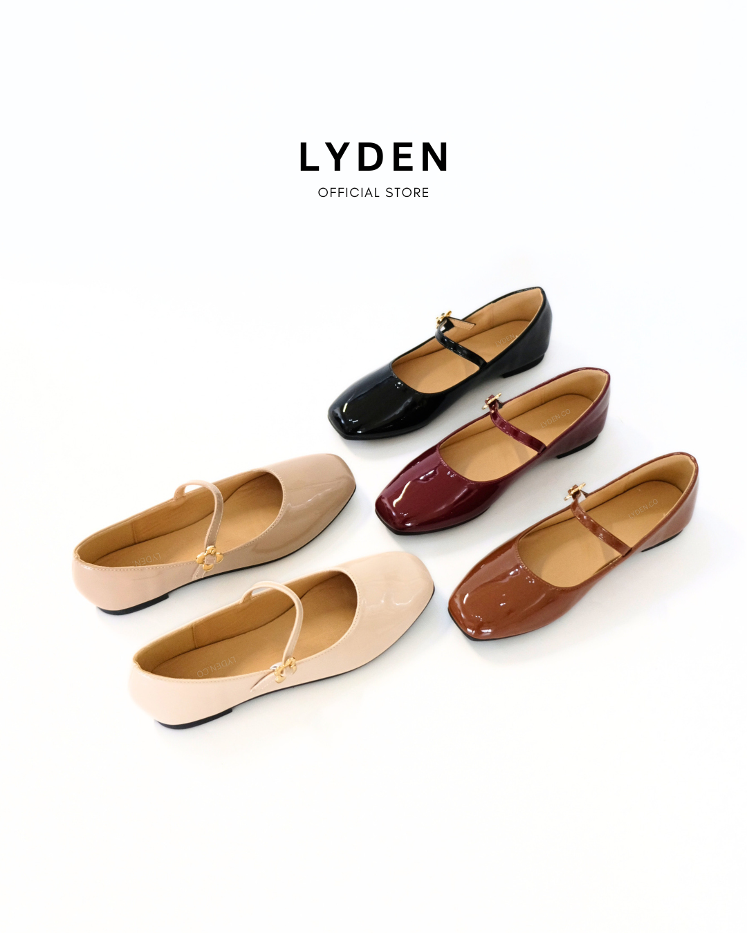 【Le Flowers Mini】Flats with Strap Series - Beige//Khaki//Brown/Maroon//Classic Black