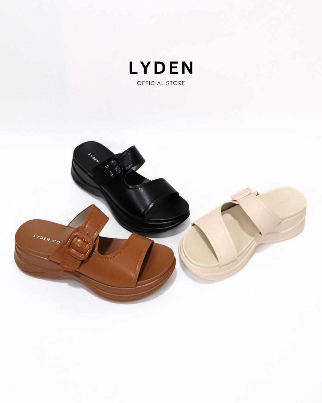 【NEW】Lyden Ella Wedges Series 6cm Platform Sandals - Pink//Brown//Classic Black