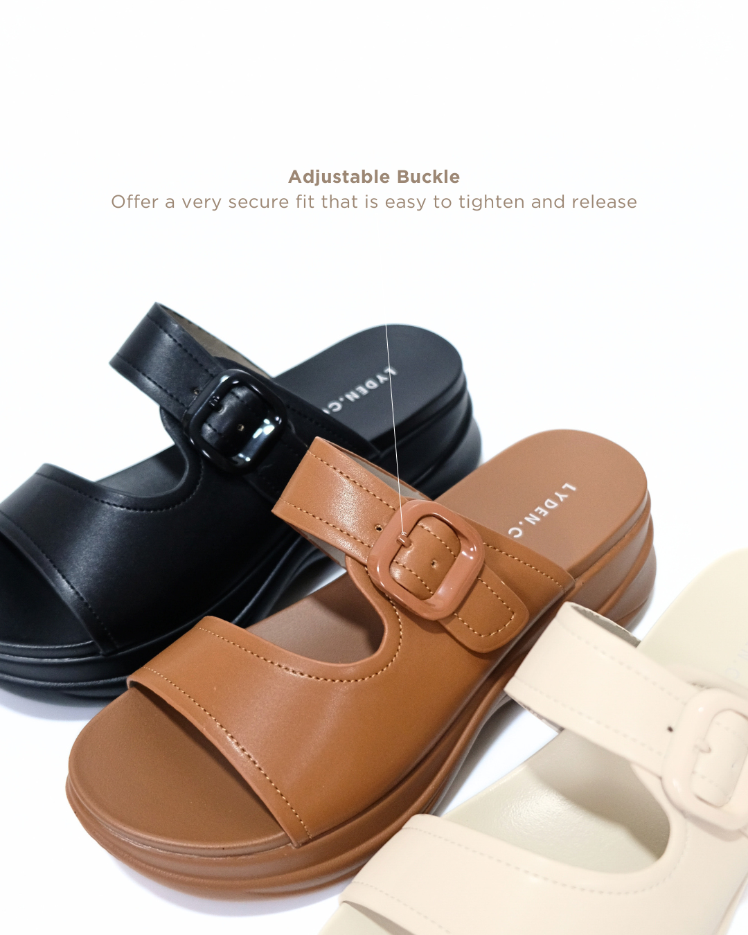 【NEW】Lyden Ella Wedges Series 6cm Platform Sandals - Pink//Brown//Classic Black
