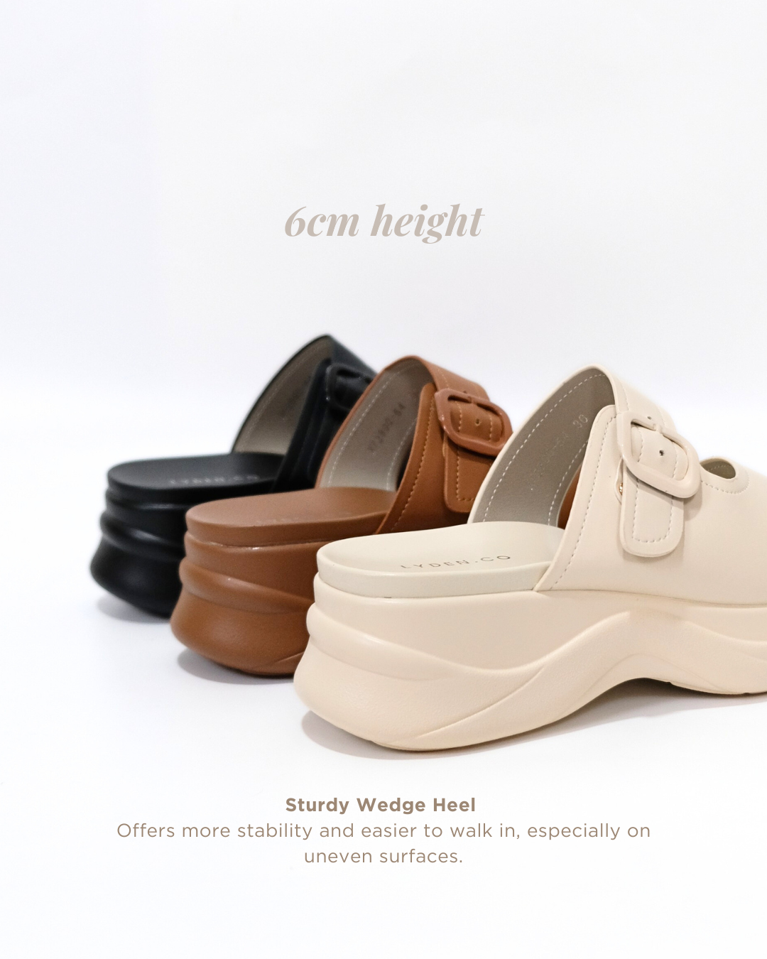 【NEW】Lyden Ella Wedges Series 6cm Platform Sandals - Pink//Brown//Classic Black