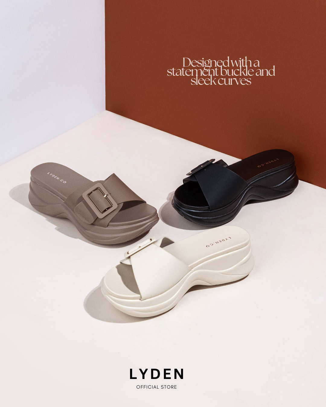 【NEW】Lyden Faye Wedges Series 6cm Platform Sandals - Beige//Brown//Classic Black