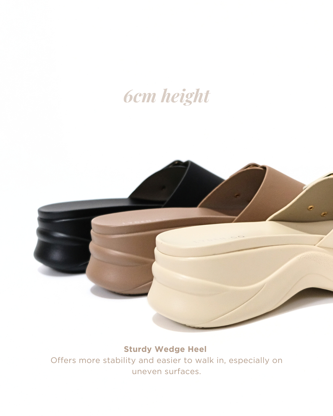 【NEW】Lyden Faye Wedges Series 6cm Platform Sandals - Beige//Brown//Classic Black