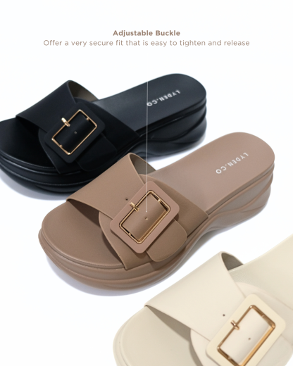 【NEW】Lyden Faye Wedges Series 6cm Platform Sandals - Beige//Brown//Classic Black