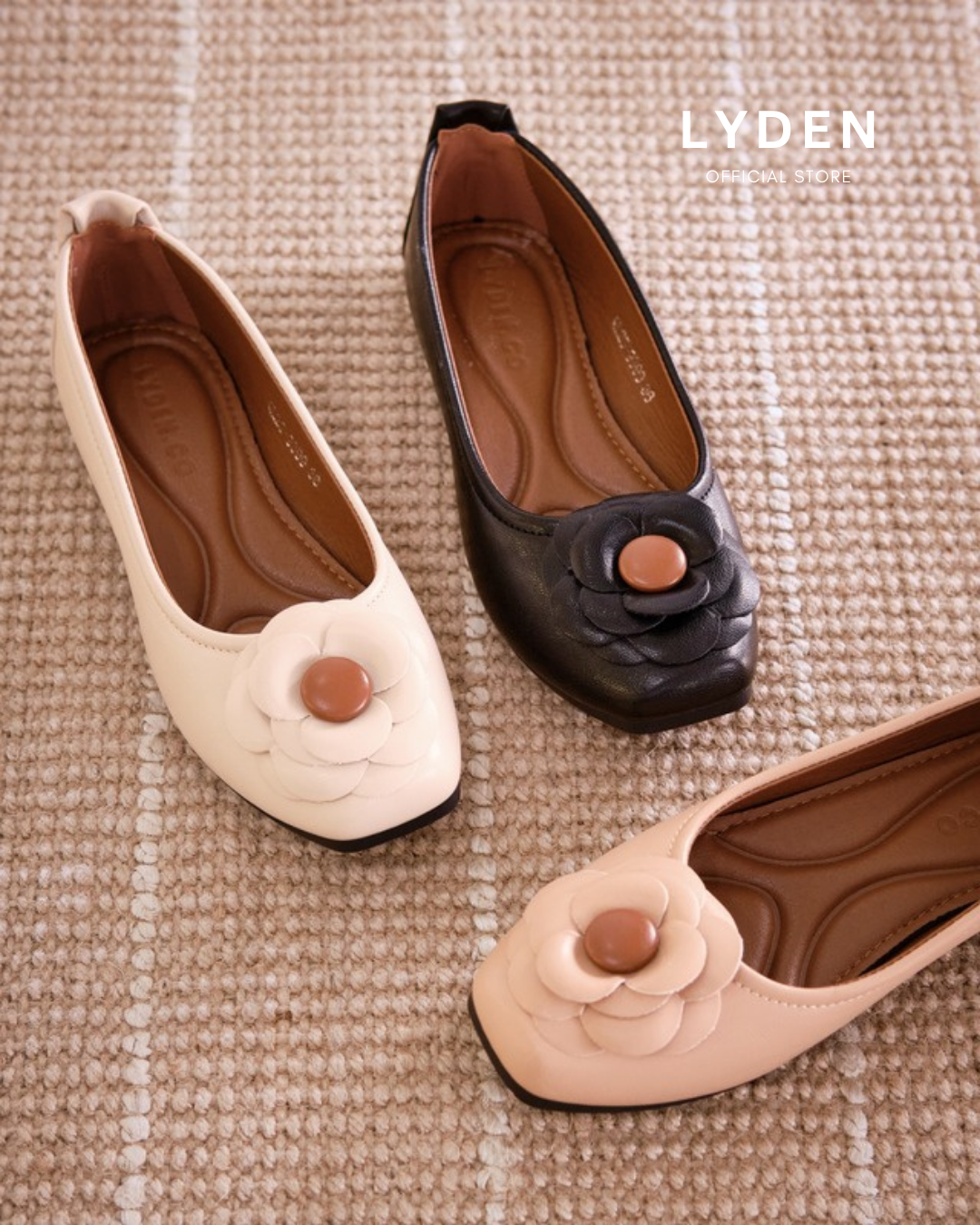 【Le Flowers The Secret Garden Series】No.5 Bloom Womens Flats/ Womens floral flats /cushion flats /Kasut Bunga Perempuan - Classic Black//Beige//Dark Pink