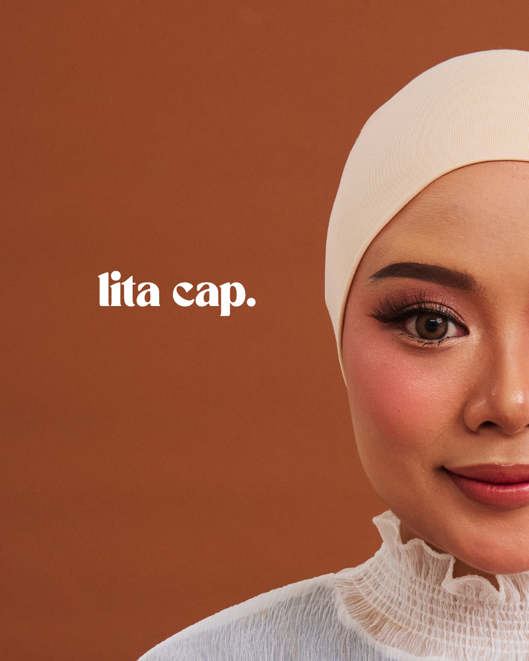 【Litita Cotton Cloud Silky Sheen】Cap/ Head Scarf Cap - Black//Pale Oak