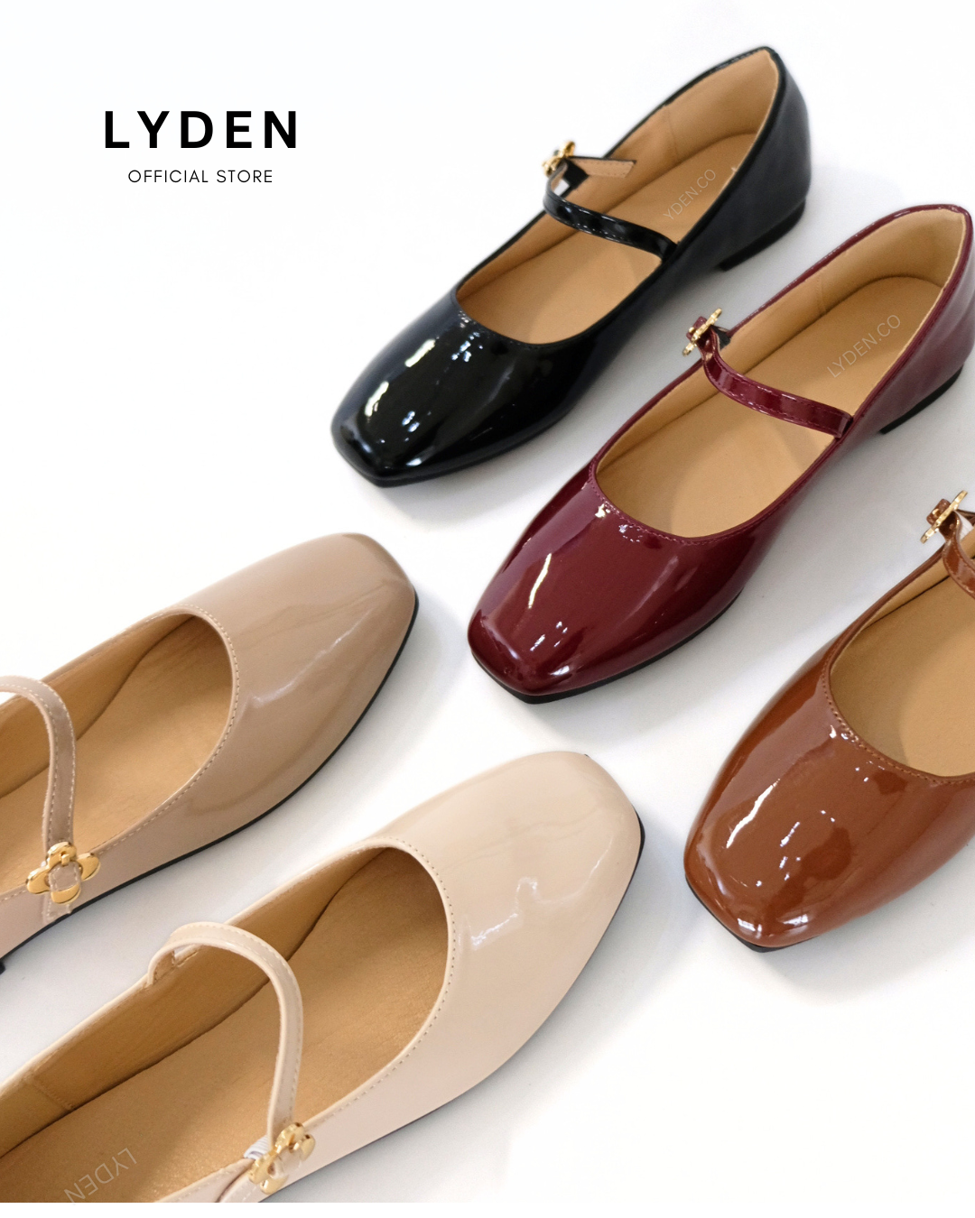 【Le Flowers Mini】Flats with Strap Series - Beige//Khaki//Brown/Maroon//Classic Black