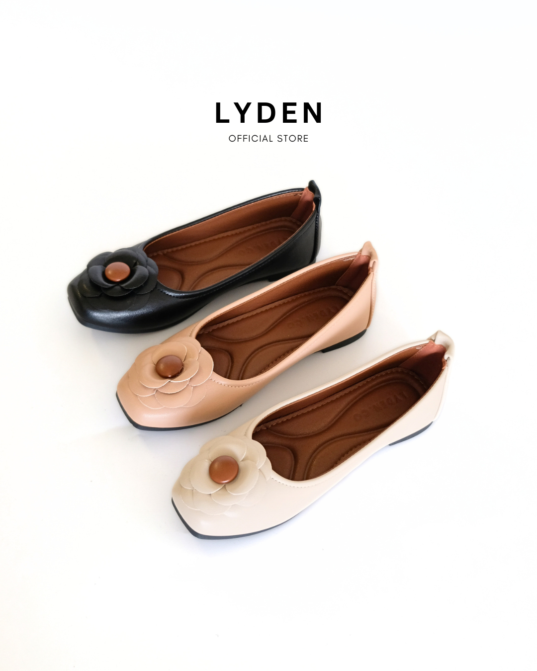 【Le Flowers The Secret Garden Series】No.5 Bloom Womens Flats/ Womens floral flats /cushion flats /Kasut Bunga Perempuan - Classic Black//Beige//Dark Pink