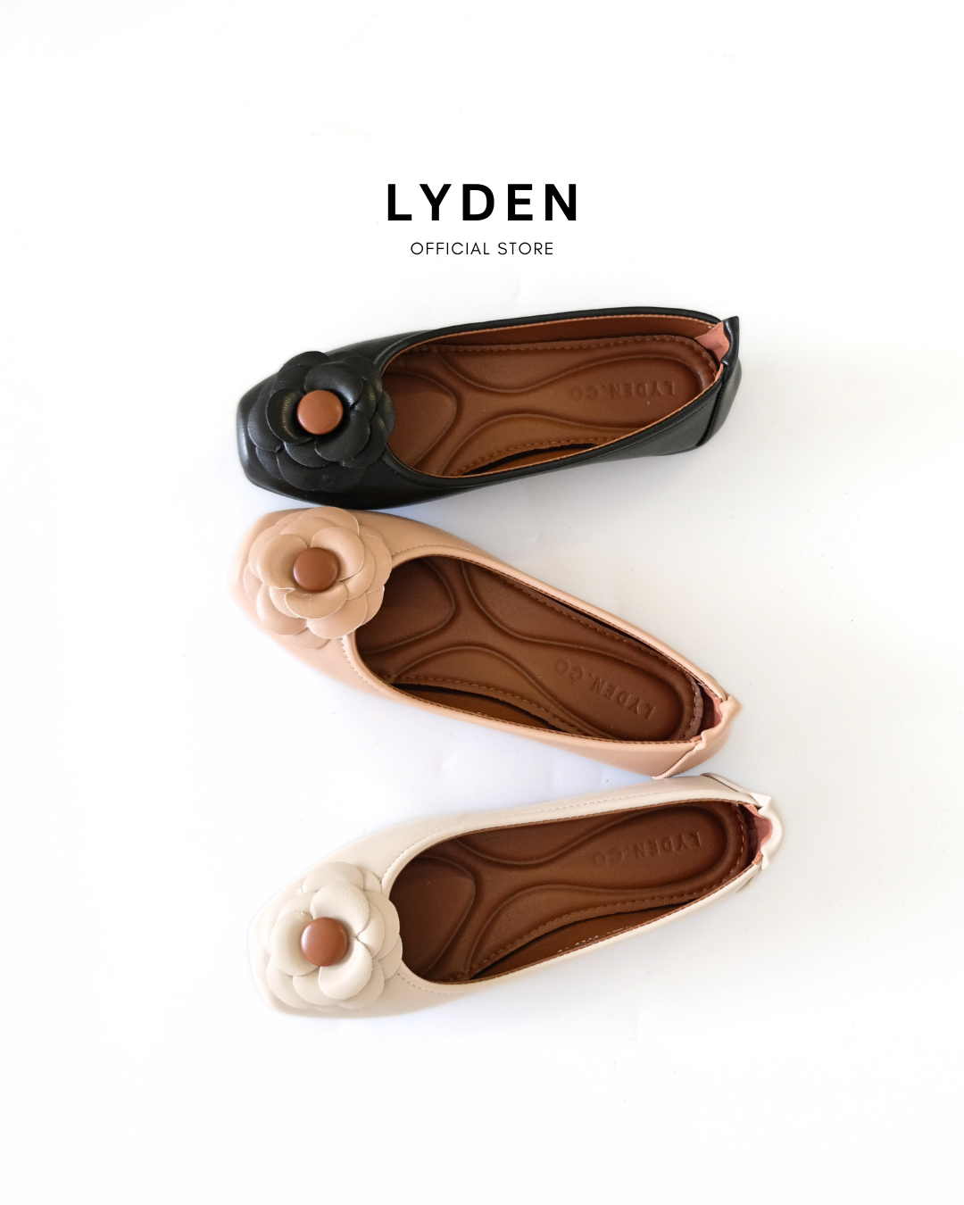 【Le Flowers The Secret Garden Series】No.5 Bloom Womens Flats/ Womens floral flats /cushion flats /Kasut Bunga Perempuan - Classic Black//Beige//Dark Pink