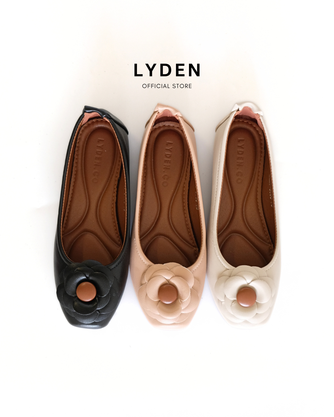 【Le Flowers The Secret Garden Series】No.5 Bloom Womens Flats/ Womens floral flats /cushion flats /Kasut Bunga Perempuan - Classic Black//Beige//Dark Pink