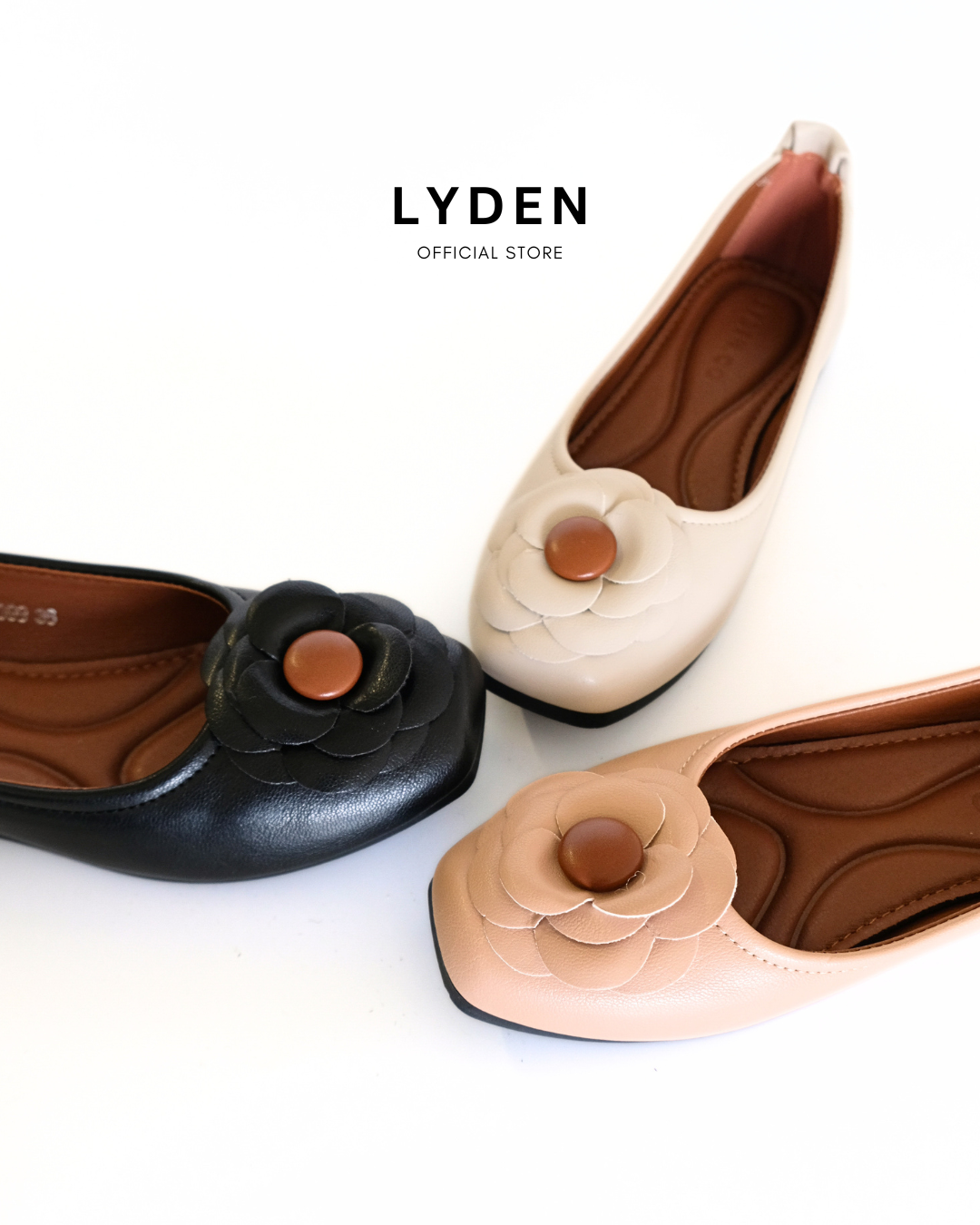 【Le Flowers The Secret Garden Series】No.5 Bloom Womens Flats/ Womens floral flats /cushion flats /Kasut Bunga Perempuan - Classic Black//Beige//Dark Pink