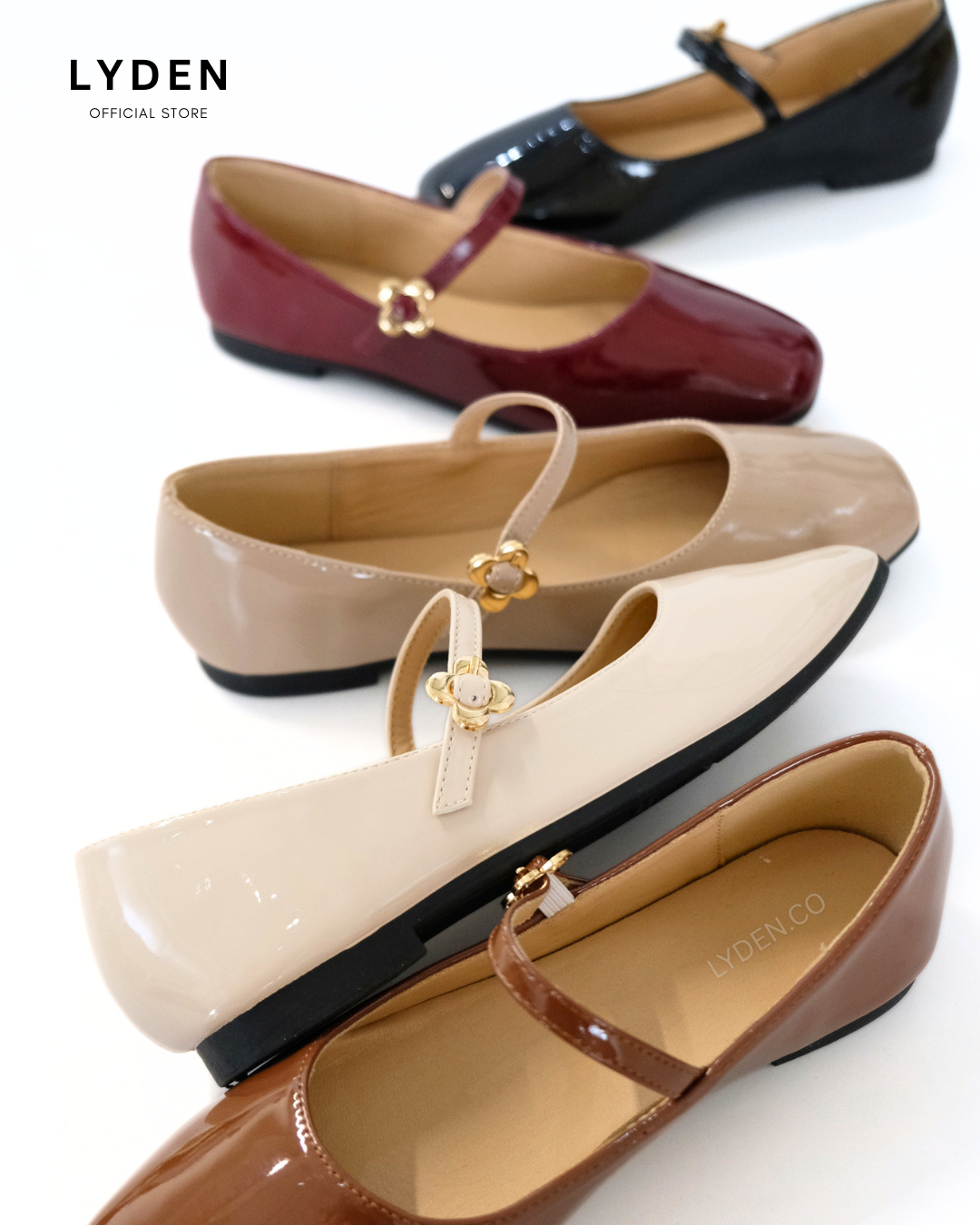 【Le Flowers Mini】Flats with Strap Series - Beige//Khaki//Brown/Maroon//Classic Black