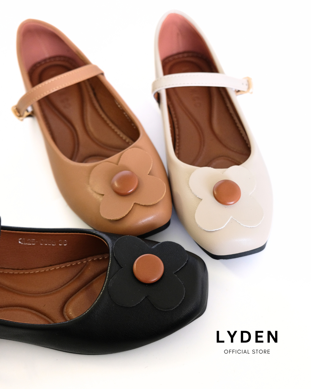 【Le Flowers The Secret Garden Series】No.4 Petal Strap Womens Flats/ Womens floral flats /Kasut Bunga Perempuan - Classic Black//Brown//Beige