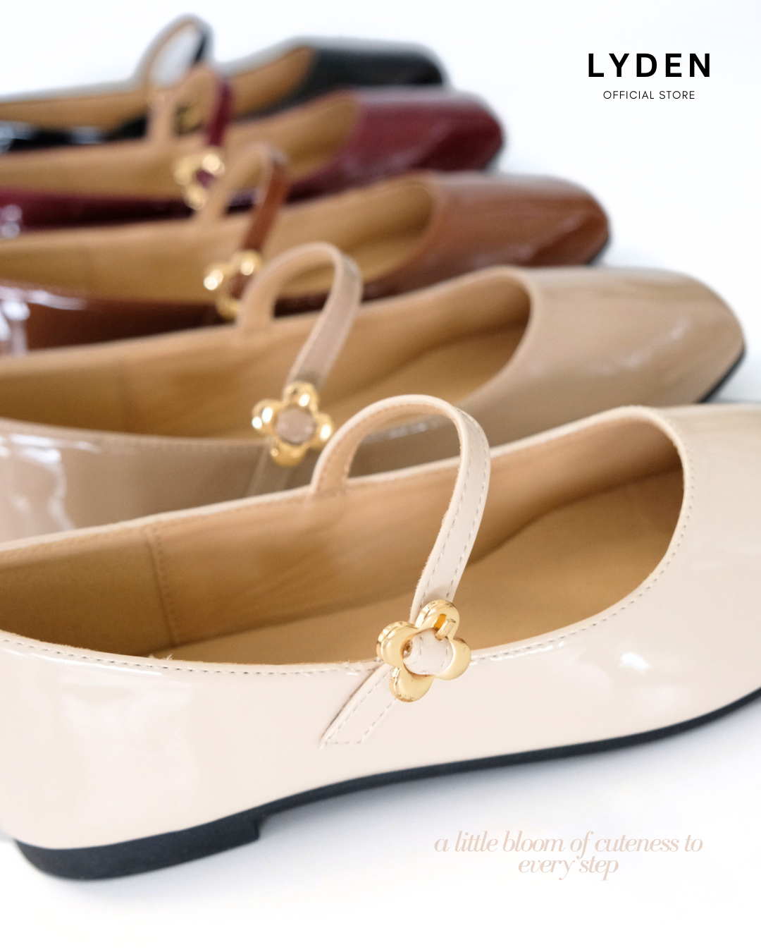 【Le Flowers Mini】Flats with Strap Series - Beige//Khaki//Brown/Maroon//Classic Black