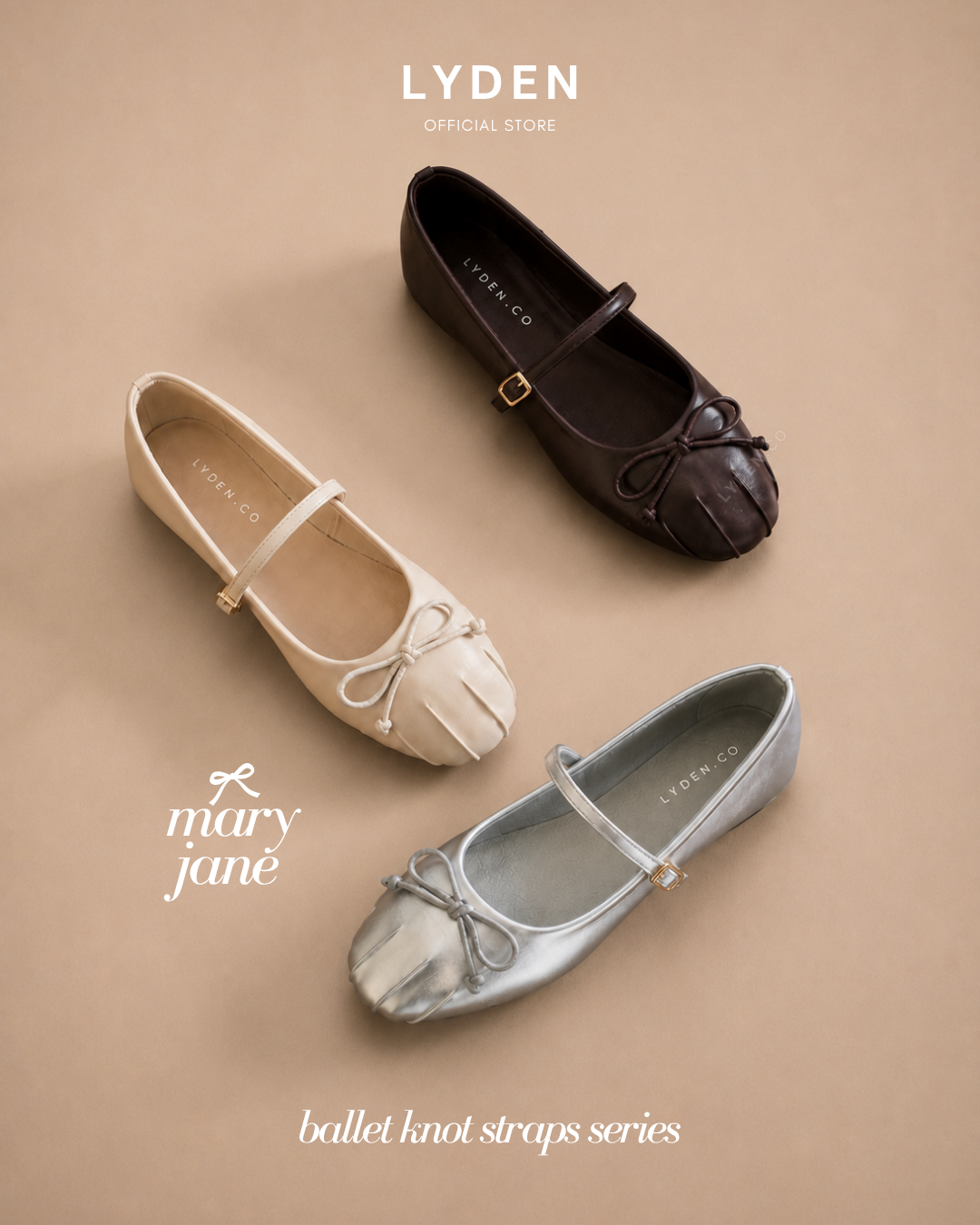 【NEW】Lyden Mary Jane Ballet Knot Strap Series Flats