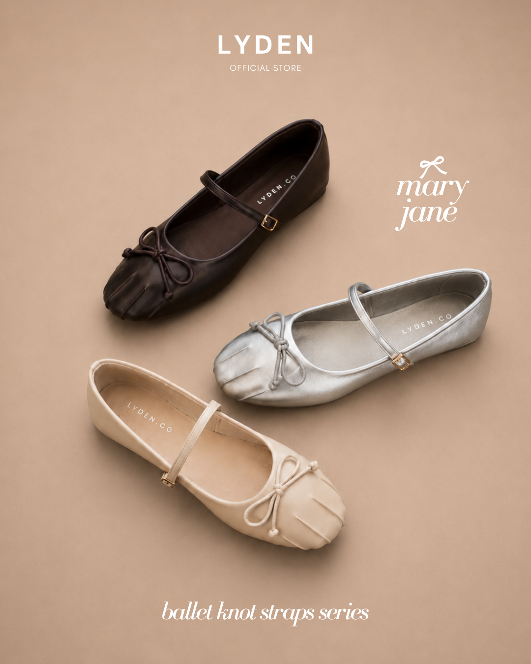 【NEW】Lyden Mary Jane Ballet Knot Strap Series Flats