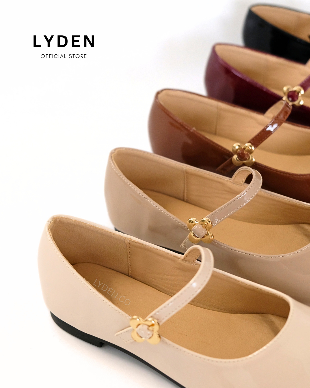 【Le Flowers Mini】Flats with Strap Series - Beige//Khaki//Brown/Maroon//Classic Black