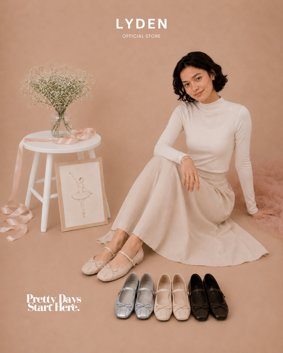 【NEW】Lyden Mary Jane Ballet Knot Strap Series Flats