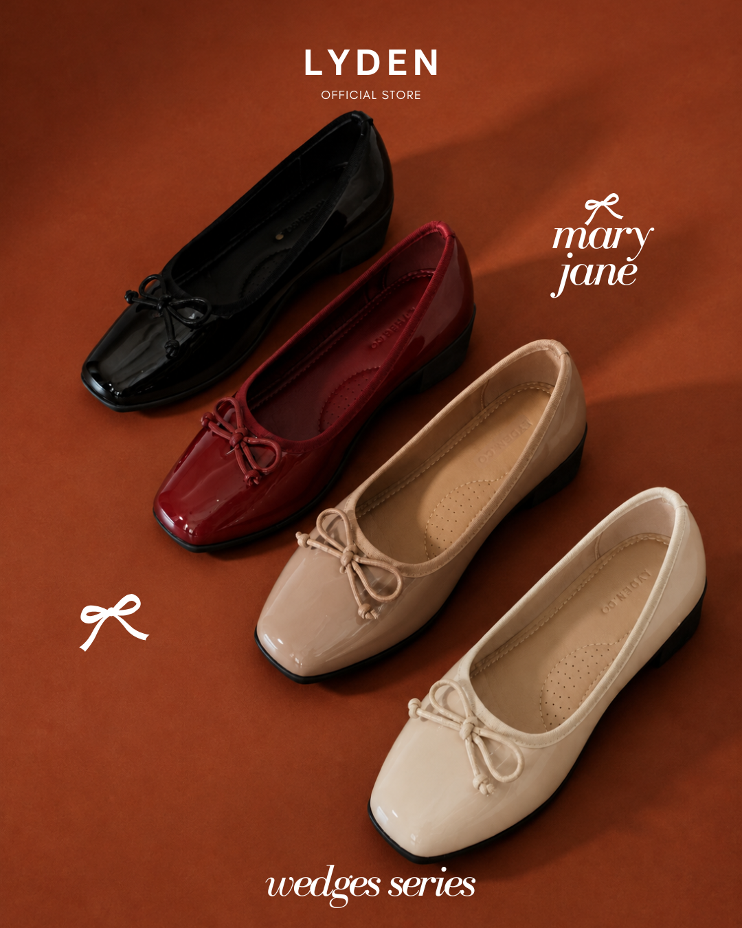 【NEW】Lyden Mary Jane Glossy Wedges Series 4cm heels
