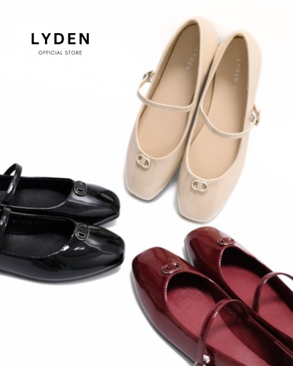 【NEW】Lyden Clara Glossy Strap Series Flats - Beige//Maroon//Classic Black