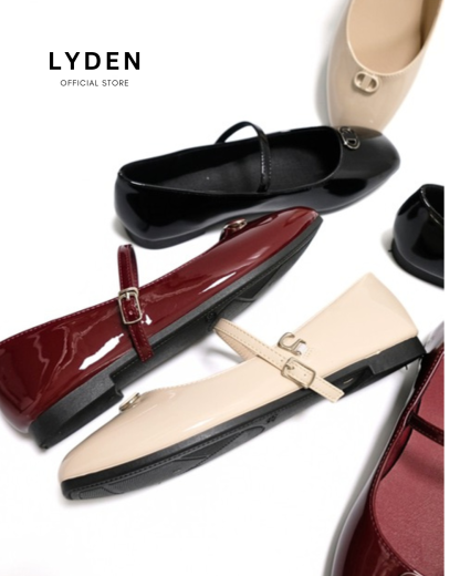 【NEW】Lyden Clara Glossy Strap Series Flats - Beige//Maroon//Classic Black
