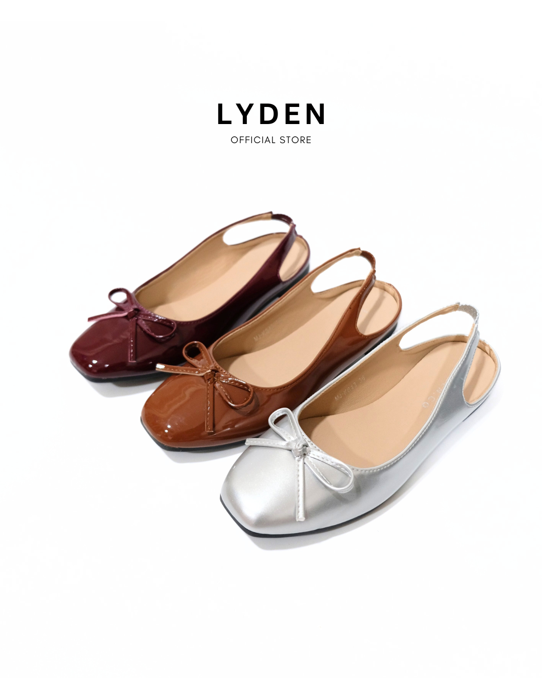 【NEW】Lyden Mary Jane Open Back Series Flats - Silver//Dk Brown//Maroon