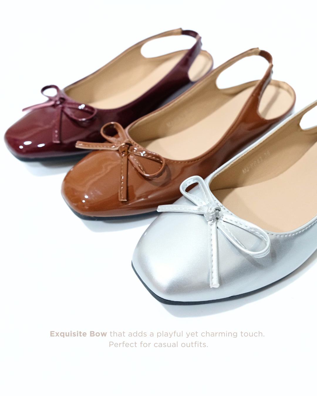 【NEW】Lyden Mary Jane Open Back Series Flats - Silver//Dk Brown//Maroon