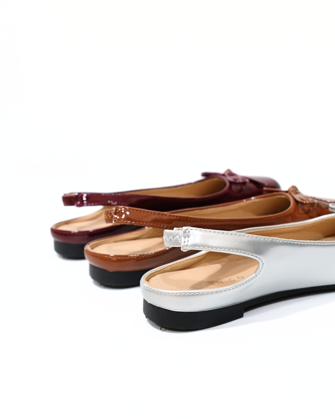 【NEW】Lyden Mary Jane Open Back Series Flats - Silver//Dk Brown//Maroon