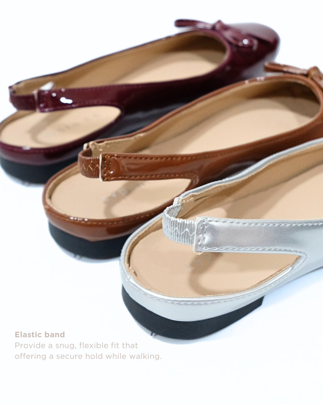 【NEW】Lyden Mary Jane Open Back Series Flats - Silver//Dk Brown//Maroon