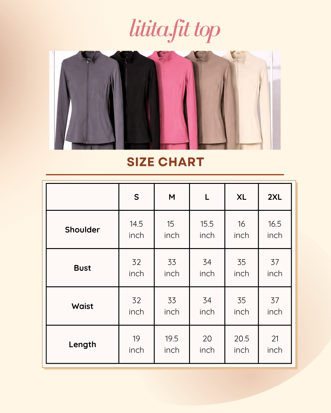 【LitaFit】Zip up Sports Jackets /Top Only / Medium Neck / Yoga Top - Black // Offwhite // Grey // Pink // LT Brown