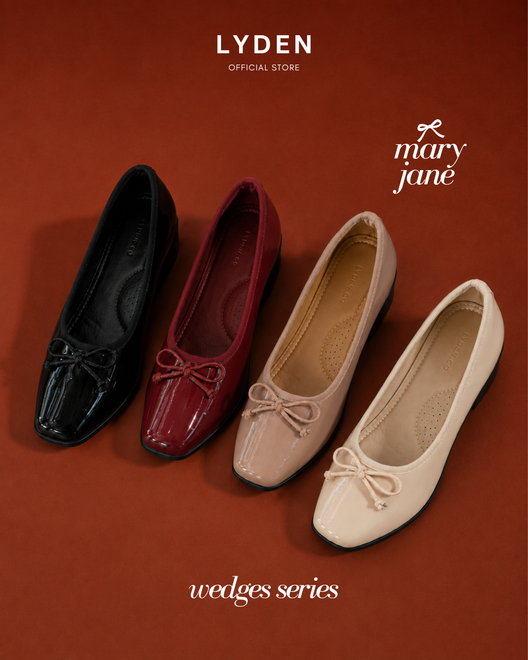 【NEW】Lyden Mary Jane Glossy Wedges Series 4cm heels