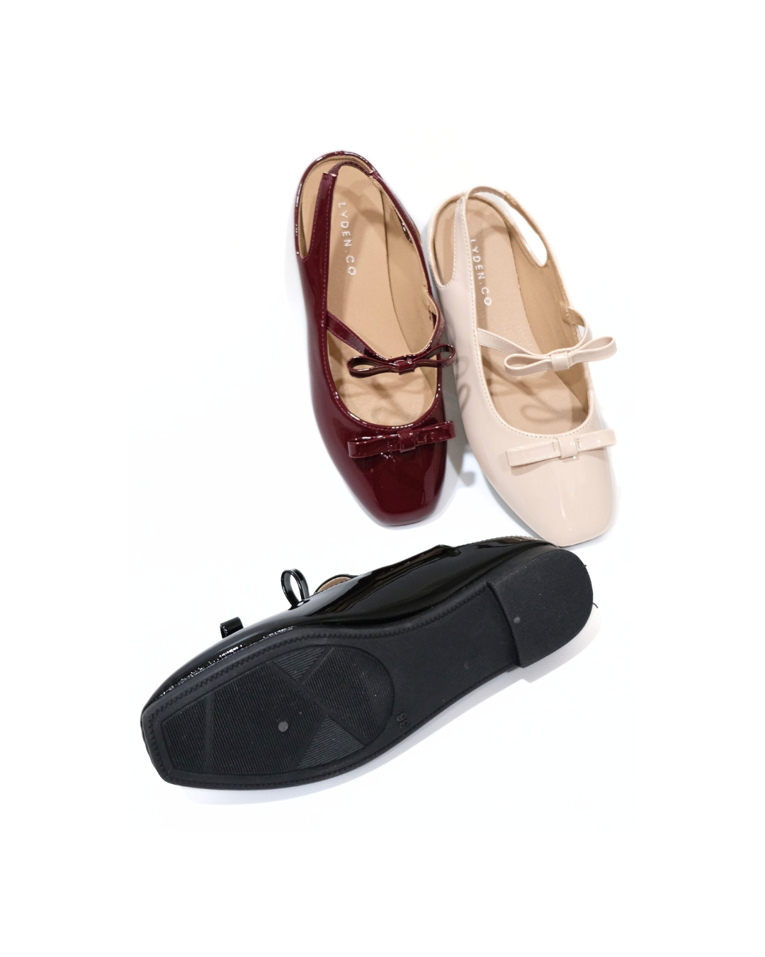 【NEW】Lyden Mary Jane Bow and Jane Open Back Series Flats - Classic Black//Maroon//Beige