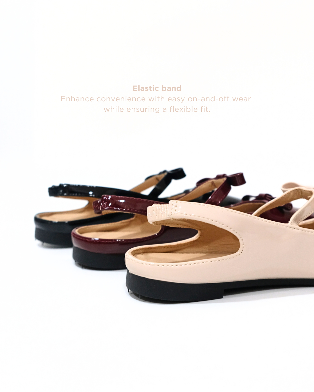 【NEW】Lyden Mary Jane Bow and Jane Open Back Series Flats - Classic Black//Maroon//Beige