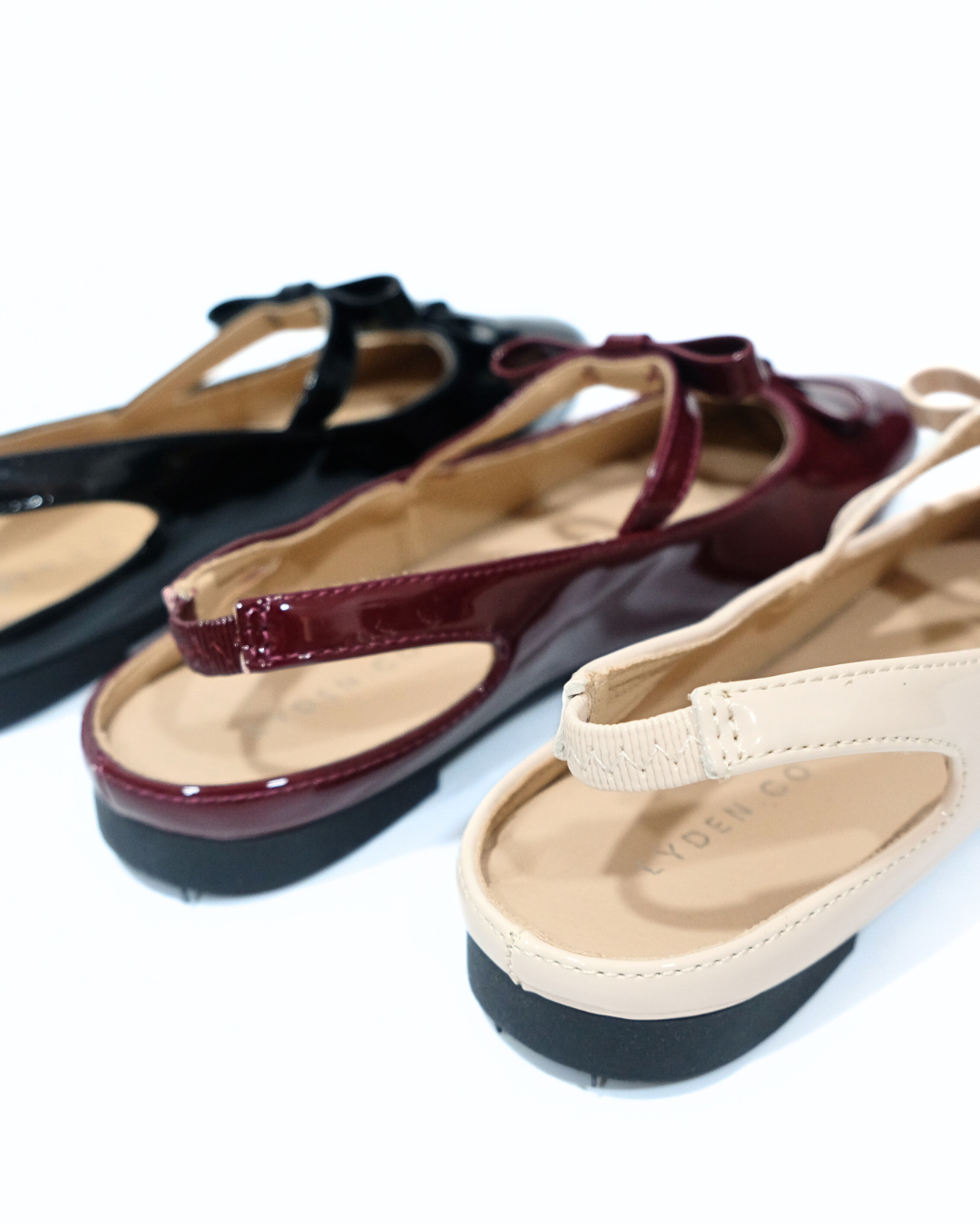 【NEW】Lyden Mary Jane Bow and Jane Open Back Series Flats - Classic Black//Maroon//Beige