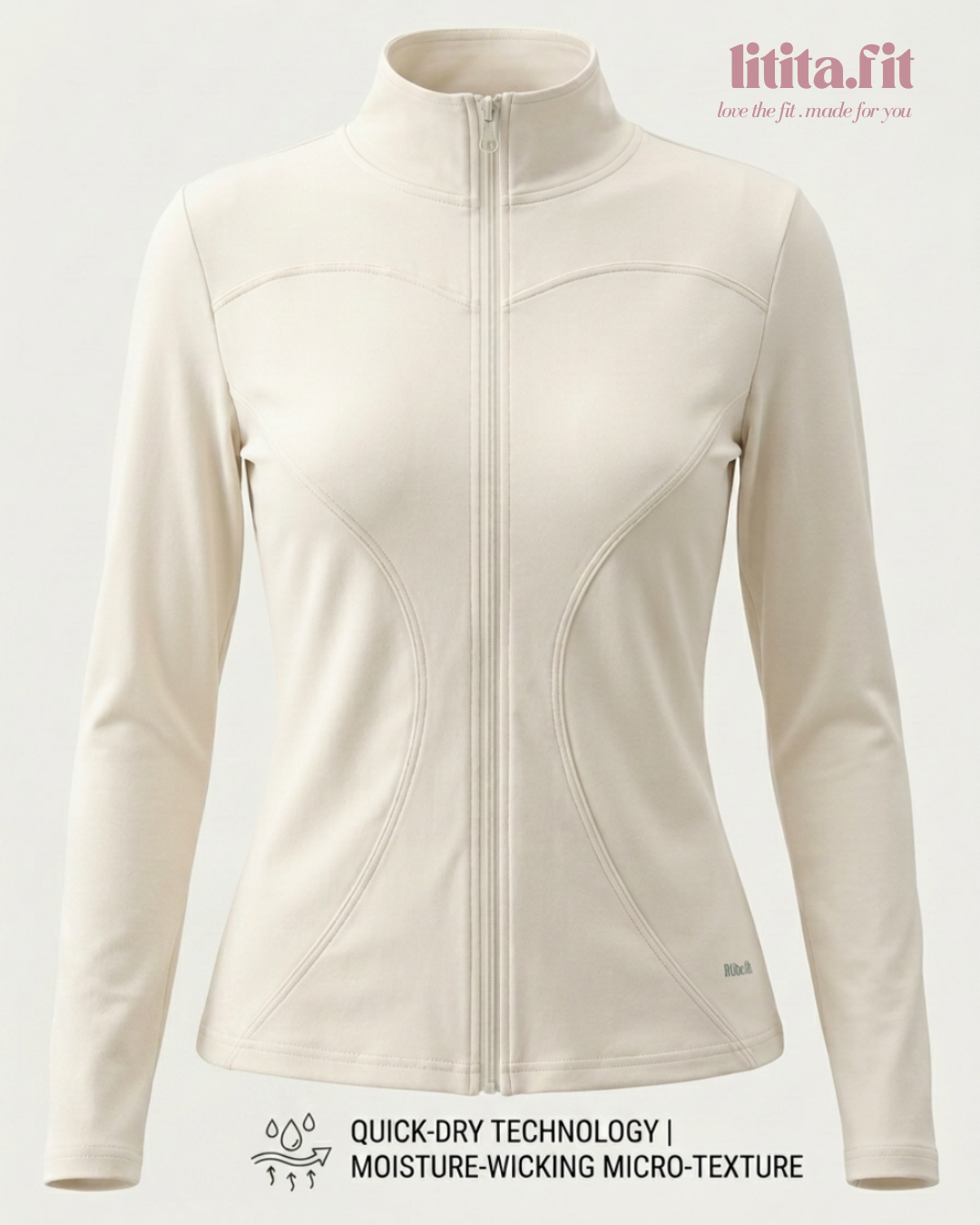 【LitaFit】Zip up Sports Jackets /Top Only / Medium Neck / Yoga Top - Black // Offwhite // Grey // Pink // LT Brown