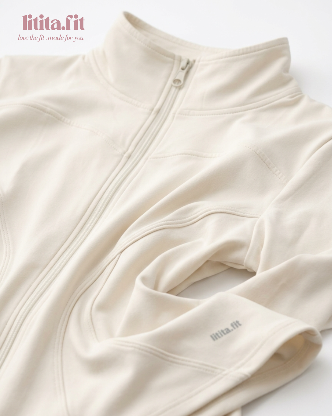 【LitaFit】Zip up Sports Jackets /Top Only / Medium Neck / Yoga Top - Black // Offwhite // Grey // Pink // LT Brown