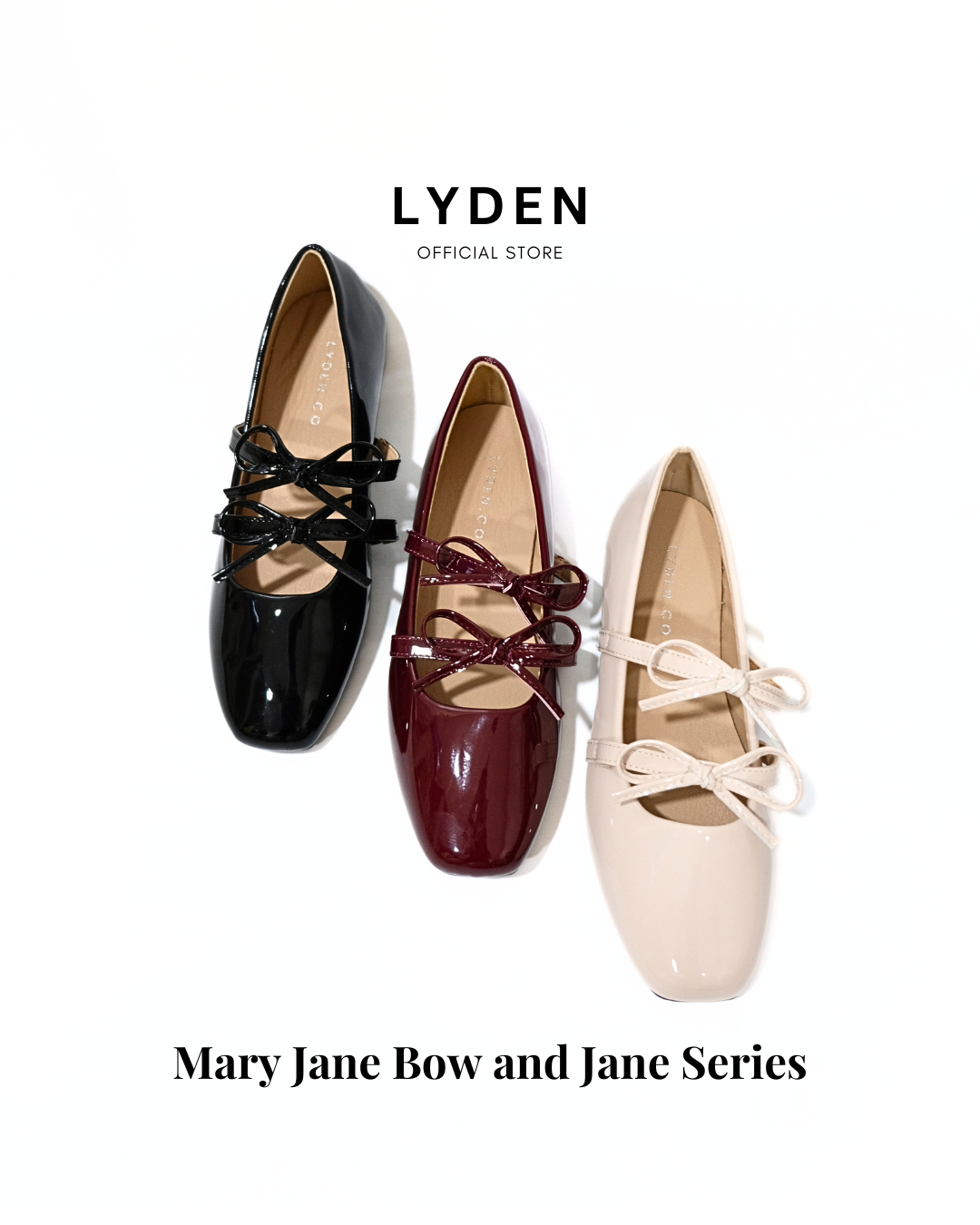 【NEW】Lyden Mary Jane Bow and Jane Series Flats - Classic Black//Maroon//Beige