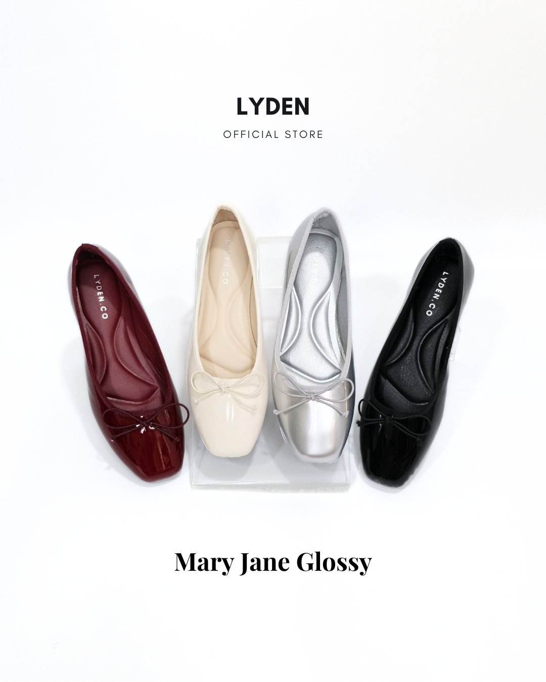 【NEW】Lyden Mary Jane Glossy Flats - Maroon