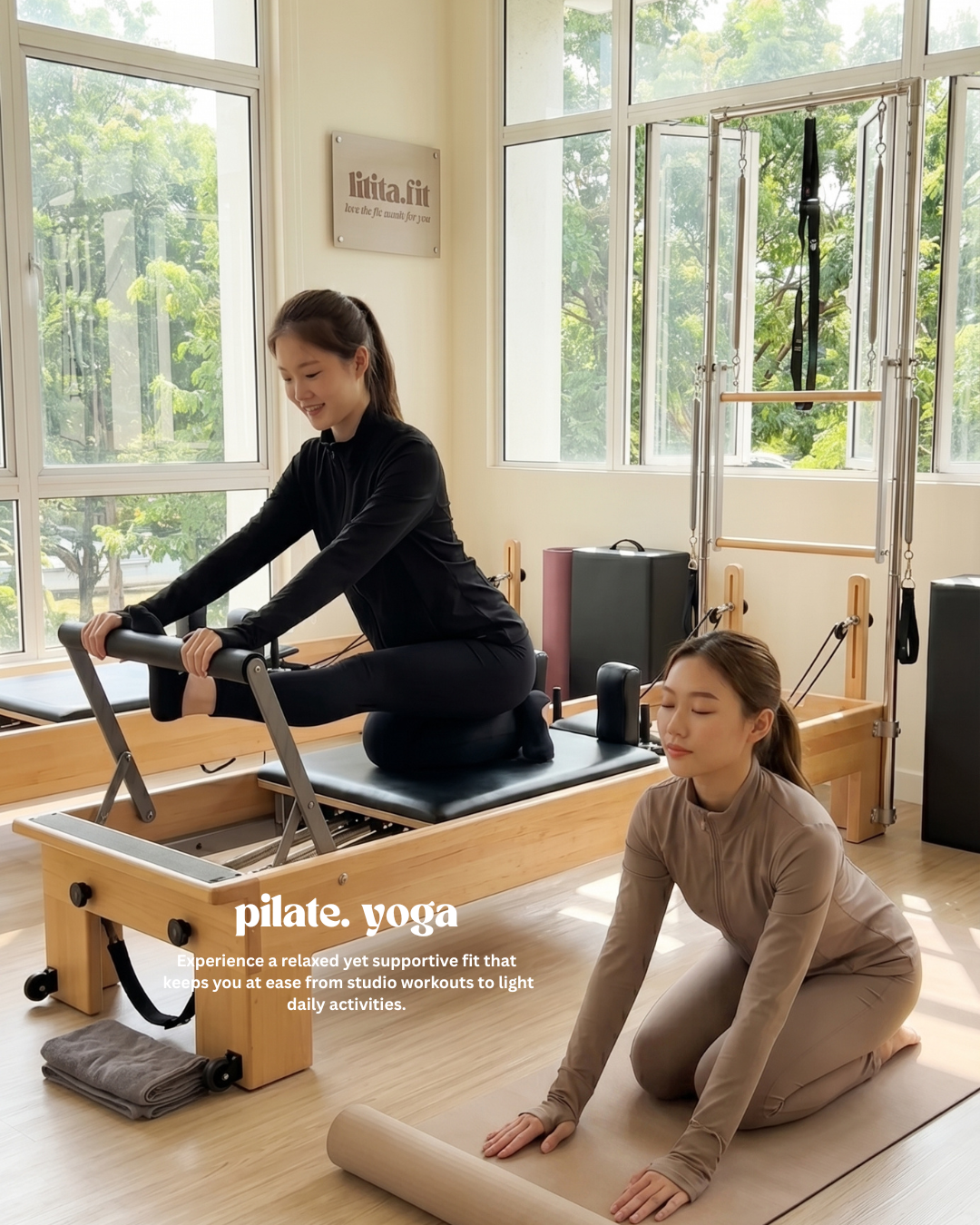【LitaFit】High-Waist Yoga Pants / Leggings  / Sport pants -Black // Offwhite // Grey // Pink // LT Brown