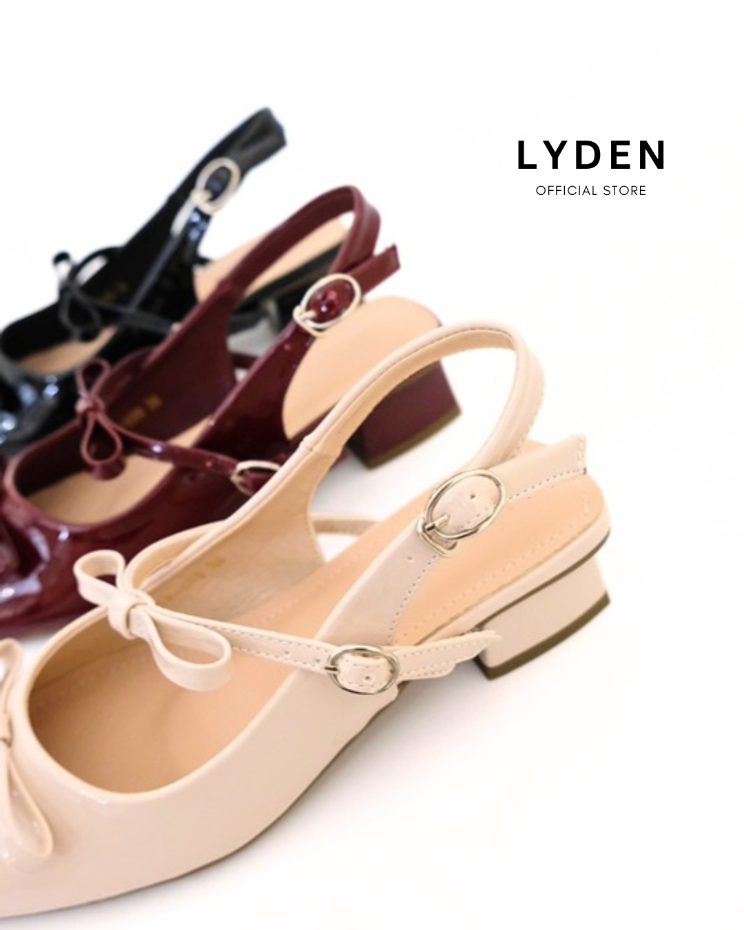 【NEW】Lyden Mary Jane Bow and Jane Heels series 4cm pump heels - Classic Black//Maroon//Cream