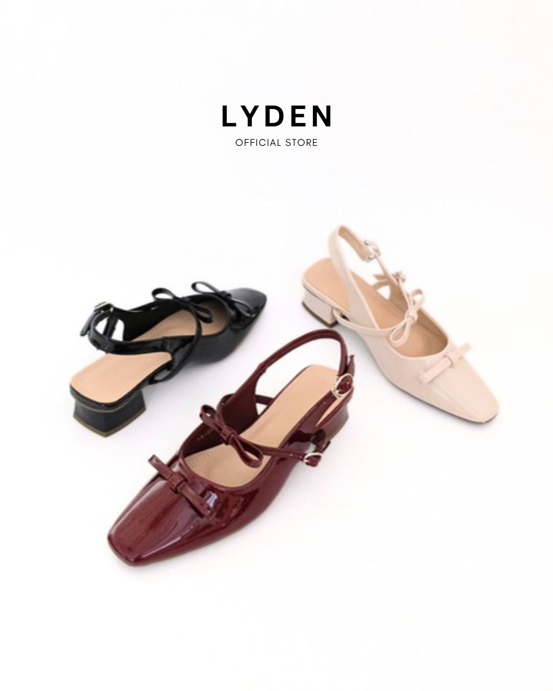 【NEW】Lyden Mary Jane Bow and Jane Heels series 4cm pump heels - Classic Black//Maroon//Cream