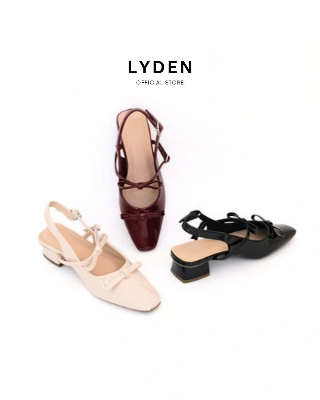 【NEW】Lyden Mary Jane Bow and Jane Heels series 4cm pump heels - Classic Black//Maroon//Cream
