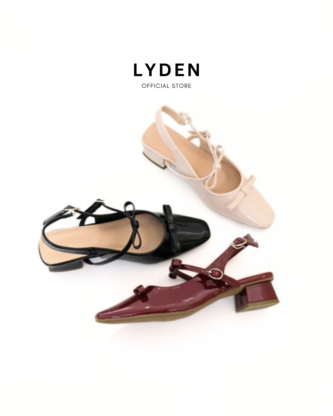 【NEW】Lyden Mary Jane Bow and Jane Heels series 4cm pump heels - Classic Black//Maroon//Cream