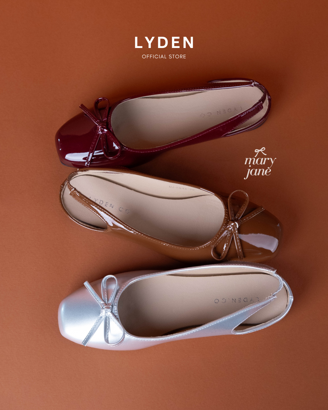 【NEW】Lyden Mary Jane Open Back Series Flats - Silver//Dk Brown//Maroon