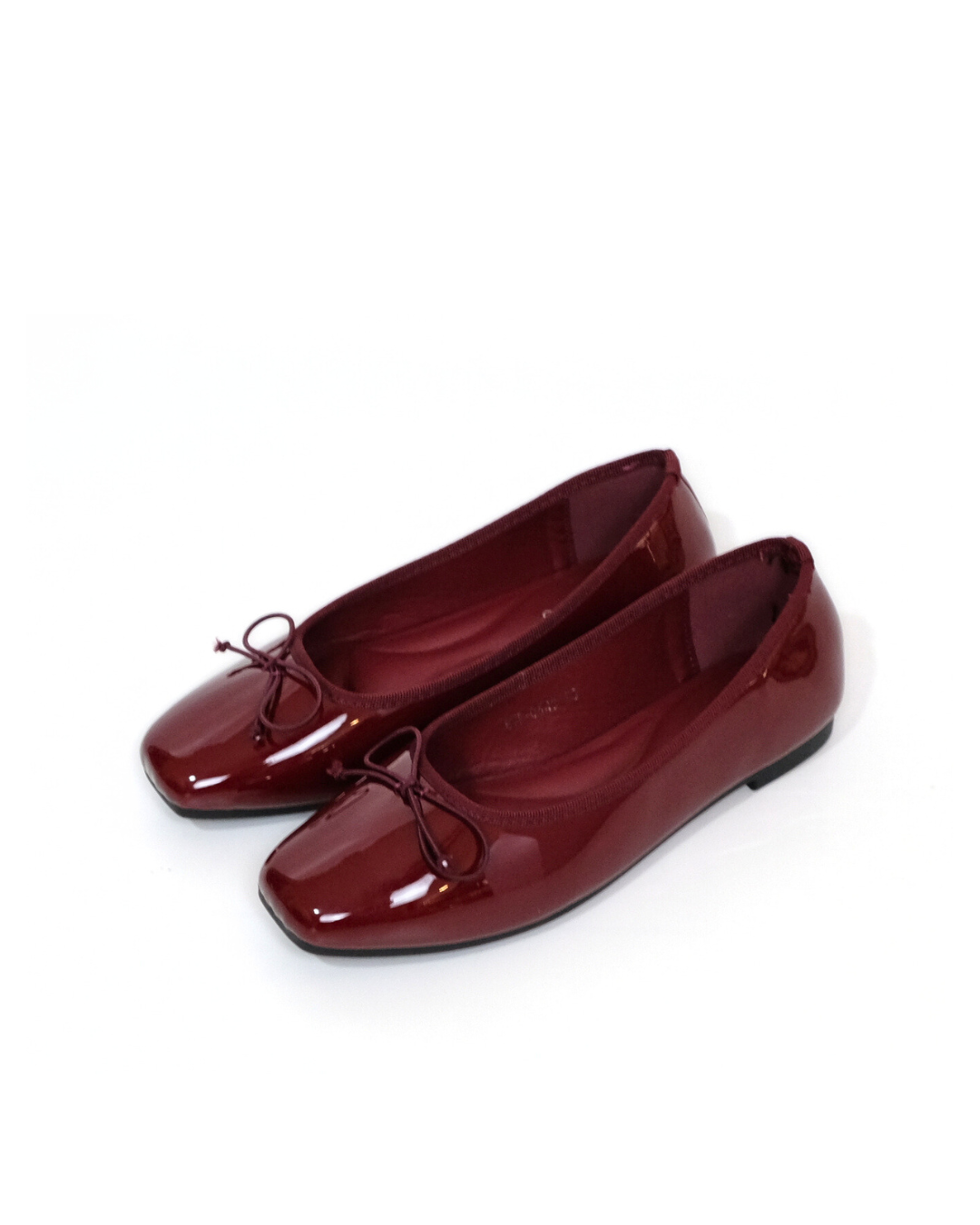 【NEW】Lyden Mary Jane Glossy Flats - Maroon