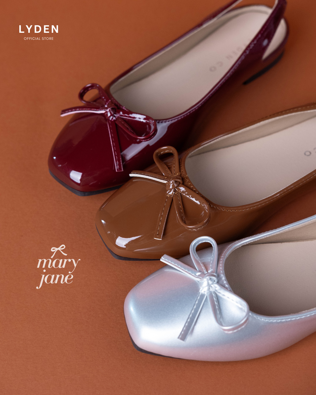 【NEW】Lyden Mary Jane Open Back Series Flats - Silver//Dk Brown//Maroon