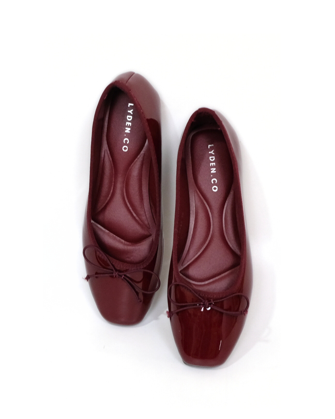 【NEW】Lyden Mary Jane Glossy Flats - Maroon
