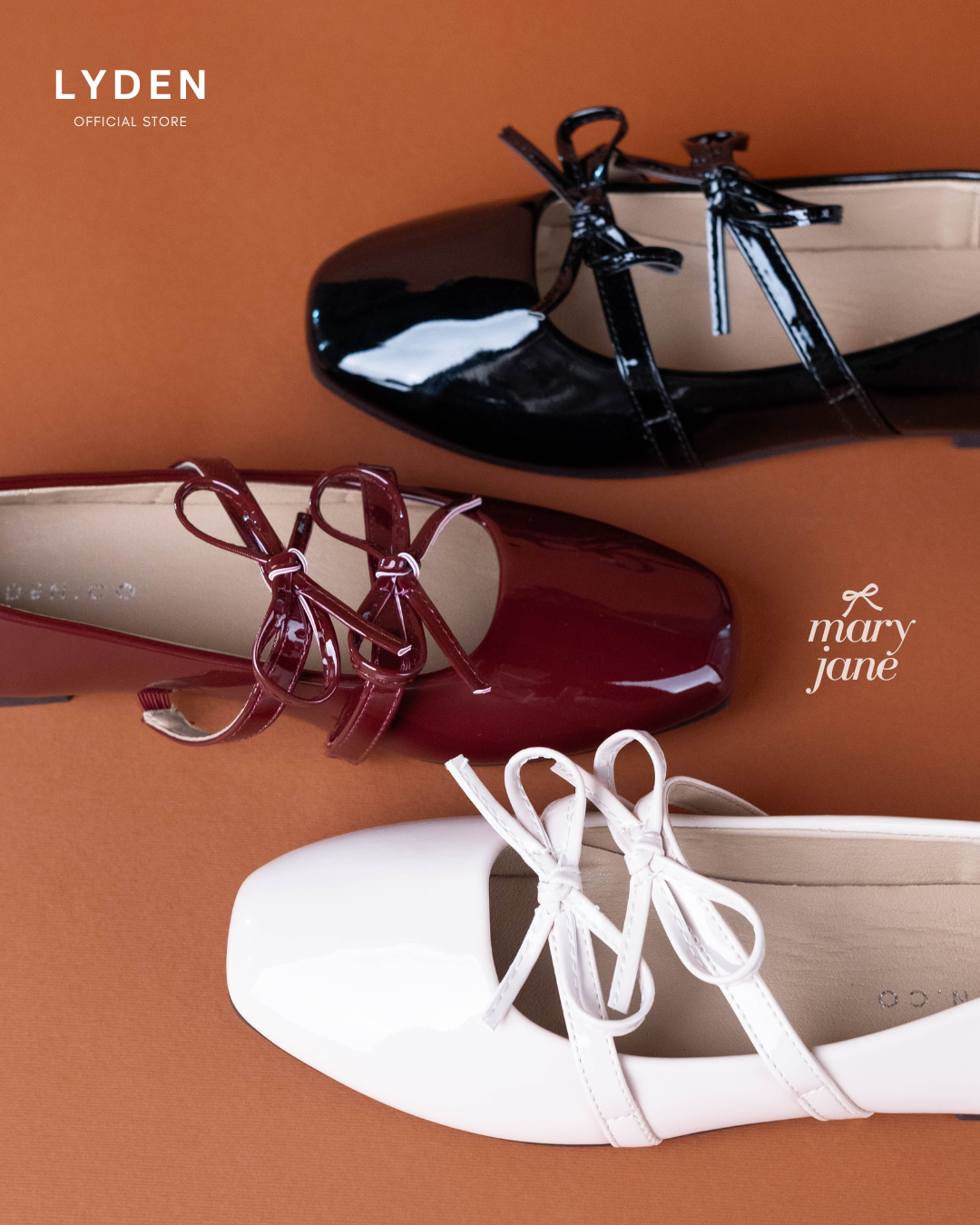 【NEW】Lyden Mary Jane Bow and Jane Series Flats - Classic Black//Maroon//Beige